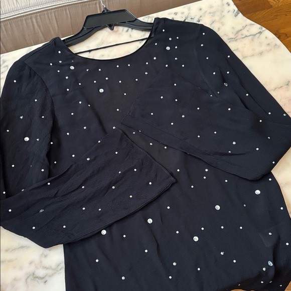 Zara sparkly black studded open back long sleeve top sz.S - Picture 12 of 16
